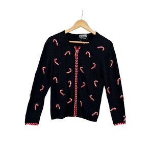 Berek VTG Christmas Sweater Womens Size M‎ Candy Canes Holiday Beaded Grannycore